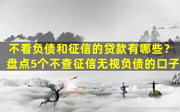 不看負債和征信的融資(負債融資征信看什么)? (http://www.tony-an.com/) 知識問答 第1張