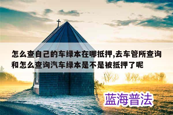 車貸綠本抵押在哪里(抵押貸車綠本怎么辦理)? (http://www.tony-an.com/) 知識問答 第1張